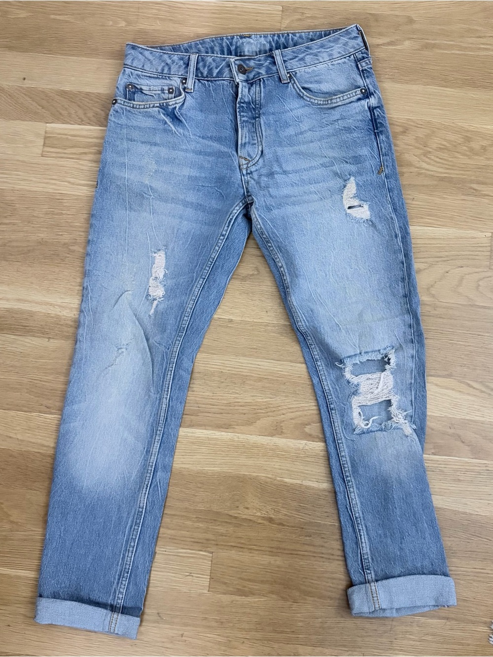 Topman Light Blue Ripped Skinny Jeans